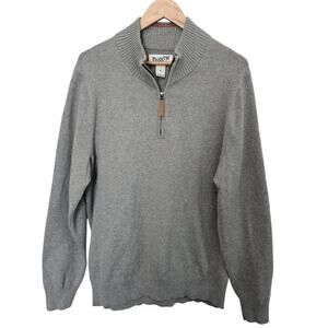 Duluth Strongarm 1/4 Zip Mock Sweater Mens Medium Pullover Gray Preppy Casual